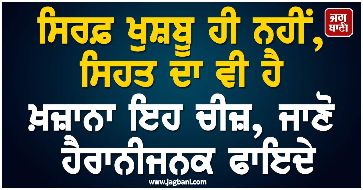 ਸਿਰਫ਼ ਖੁਸ਼ਬੂ ਹੀ ਨਹੀਂ, ਸਿਹਤ ਦਾ ਵੀ ਹੈ ਖ਼ਜ਼ਾਨਾ ਇਹ ਚੀਜ਼, ਜਾਣੋ ਇਸ ਦੇ ਹੈਰਾਨੀਜਨਕ ਫਾਇਦੇ