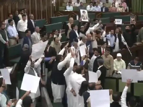 jammu kashmir assembly protest leader slogans