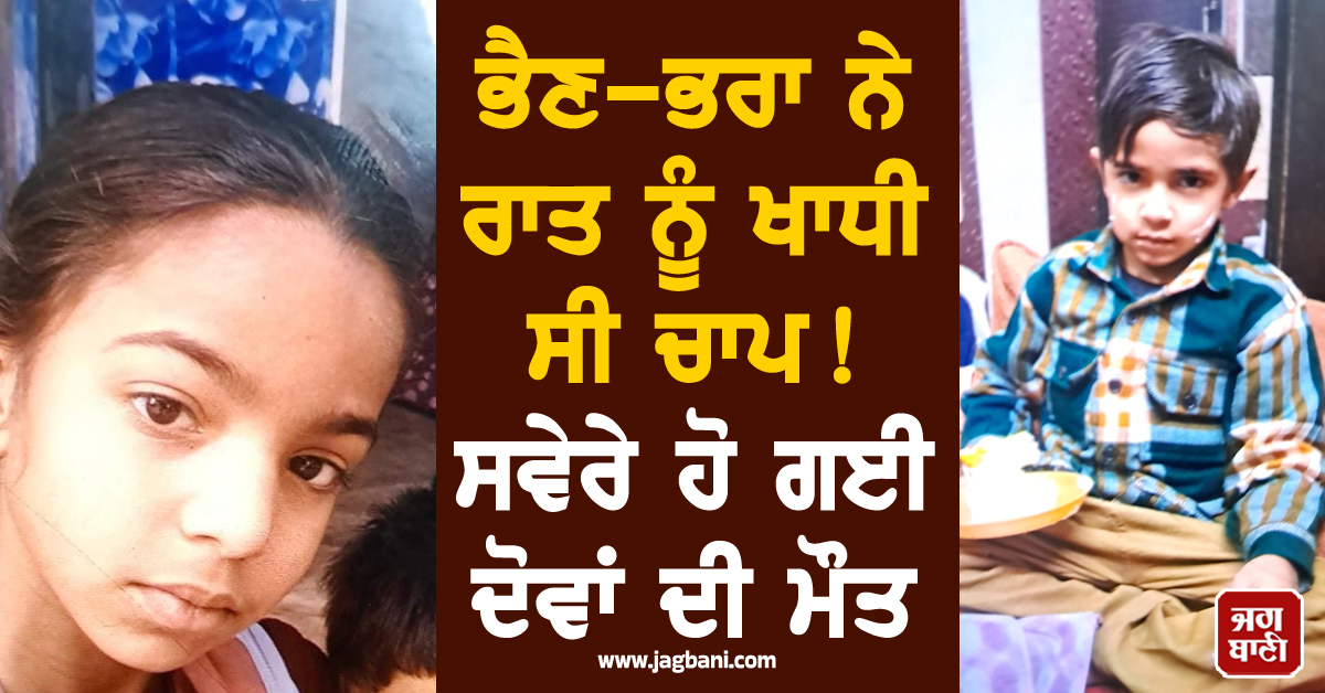 ਪੰਜਾਬ: ਭੈਣ-ਭਰਾ ਨੇ ਰਾਤ ਨੂੰ ਖਾਧੀ ਸੀ ਚਾਪ! ਸਵੇਰੇ ਹੋ ਗਈ ਦੋਵਾਂ ਦੀ ਮੌਤ