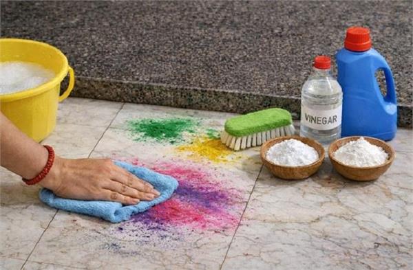 clean stubborn holi colors kitchen items