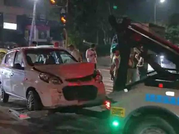 a girl driving a high speed scorpio hit an alto hard