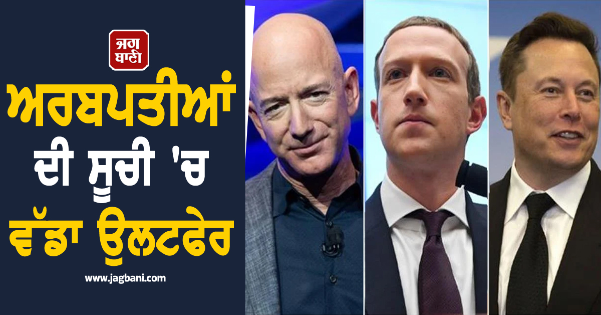 ਅਰਬਪਤੀਆਂ ਦੀ ਸੂਚੀ 'ਚ ਵੱਡਾ ਉਲਟਫੇਰ: ਜੈੱਫ ਬੇਜ਼ੋਸ ਨੇ ਮਾਰੀ ਵੱਡੀ ਬਾਜ਼ੀ, ਜਾਣੋ ਦੁਨੀਆ ਦੇ ਅਮੀਰਾਂ ਦੀ ਰੈਂਕਿੰਗ