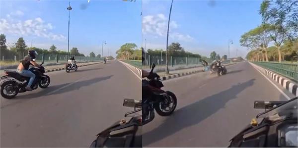 stunts bike racing collided viral video 