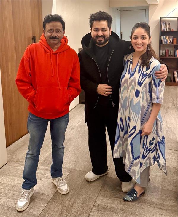 ram gopal varma meets the   dhurandhar   couple aditya dhar   yami gautam