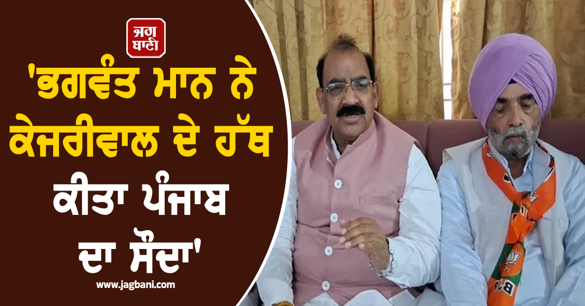 'ਭਗਵੰਤ ਮਾਨ ਨੇ ਕੇਜਰੀਵਾਲ ਦੇ ਹੱਥ ਕੀਤਾ ਪੰਜਾਬ ਦਾ ਸੌਦਾ', ਅਸ਼ਵਨੀ ਸ਼ਰਮਾ ਨੇ ਘੇਰੀ ਪੰਜਾਬ ਸਰਕਾਰ (ਵੀਡੀਓ)