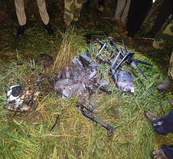 burnt drone and 5 8 kg heroin recovered in jalalabad