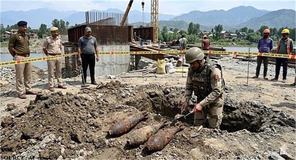 j k  3 mortar shells recovered from under bridge in sopore