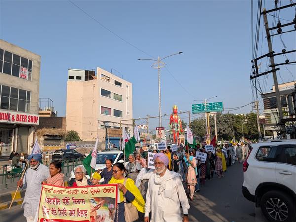 protest march in bathinda against us attack on iran