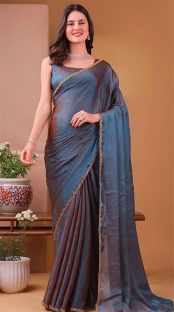two tone shimmery saree  young women  favorite