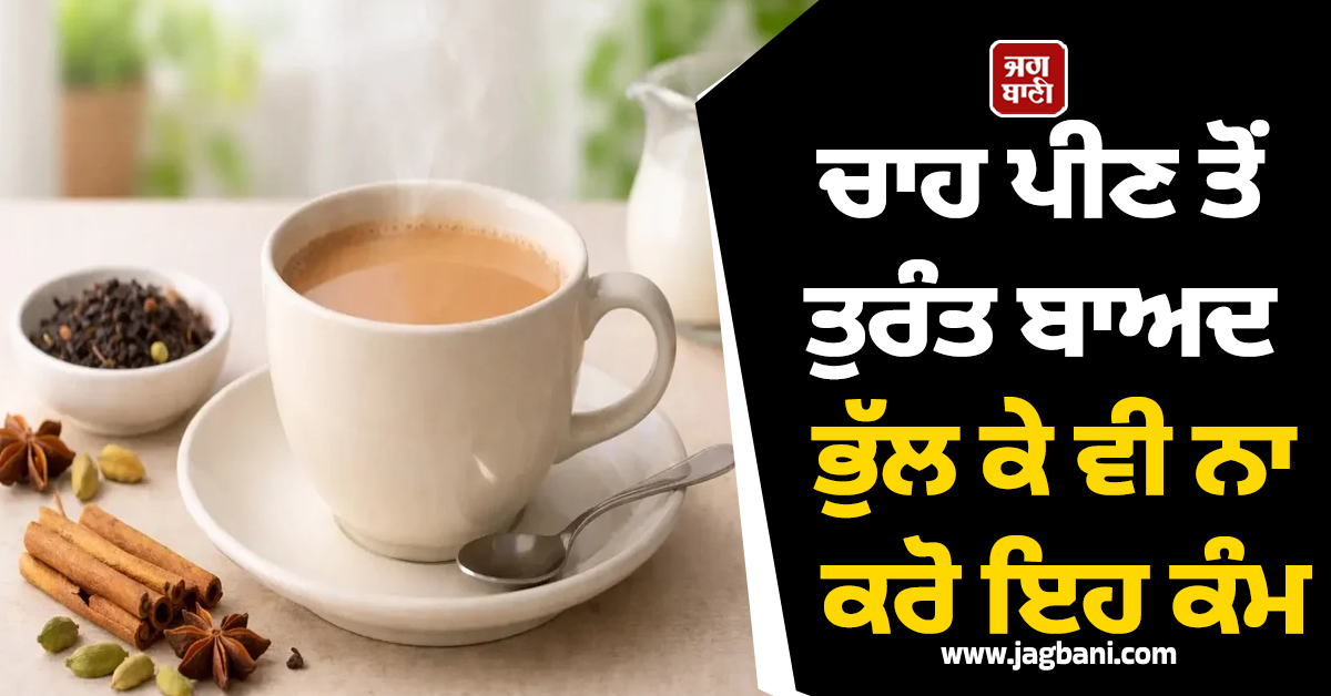 ਸਾਵਧਾਨ! ਚਾਹ ਪੀਣ ਤੋਂ ਤੁਰੰਤ ਬਾਅਦ ਭੁੱਲ ਕੇ ਵੀ ਨਾ ਕਰੋ ਇਹ ਕੰਮ, ਸਰੀਰ ਲਈ ਬਣ ਸਕਦੈ 'ਜ਼ਹਿਰ'