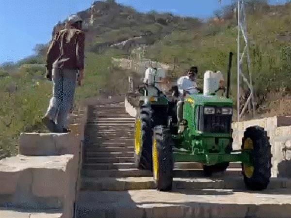 temple stairs  reverse gear  tractor  driver