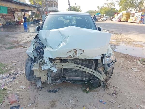 car badly damaged in road accident