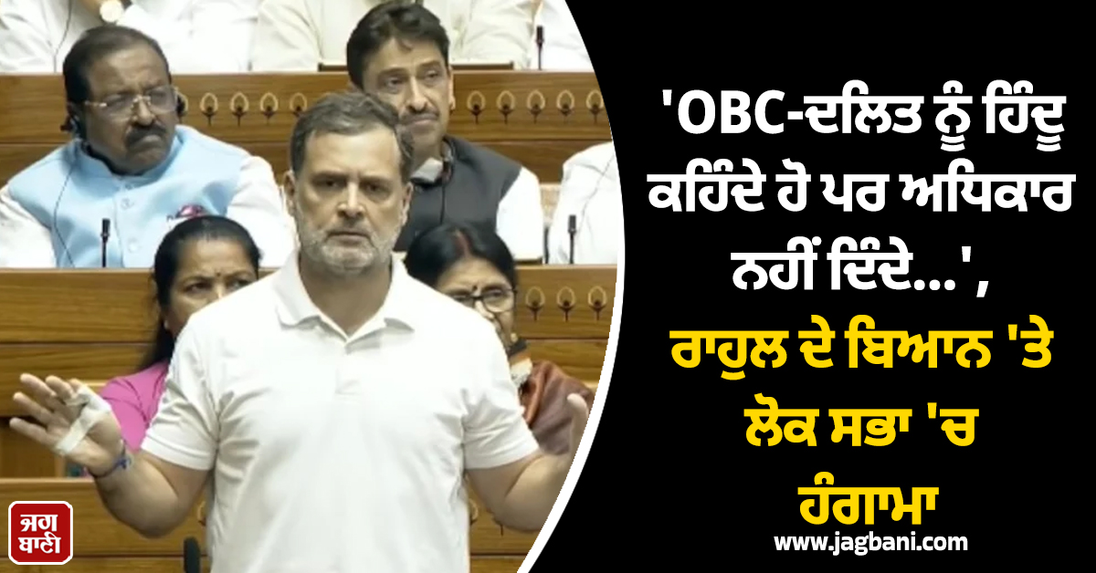 ''OBC-ਦਲਿਤ ਨੂੰ ਹਿੰਦੂ ਕਹਿੰਦੇ ਹੋ ਪਰ ਅਧਿਕਾਰ ਨਹੀਂ ਦਿੰਦੇ...'', ਰਾਹੁਲ ਦੇ ਬਿਆਨ ''ਤੇ ਲੋਕ ਸਭਾ ''ਚ ਹੰਗਾਮਾ