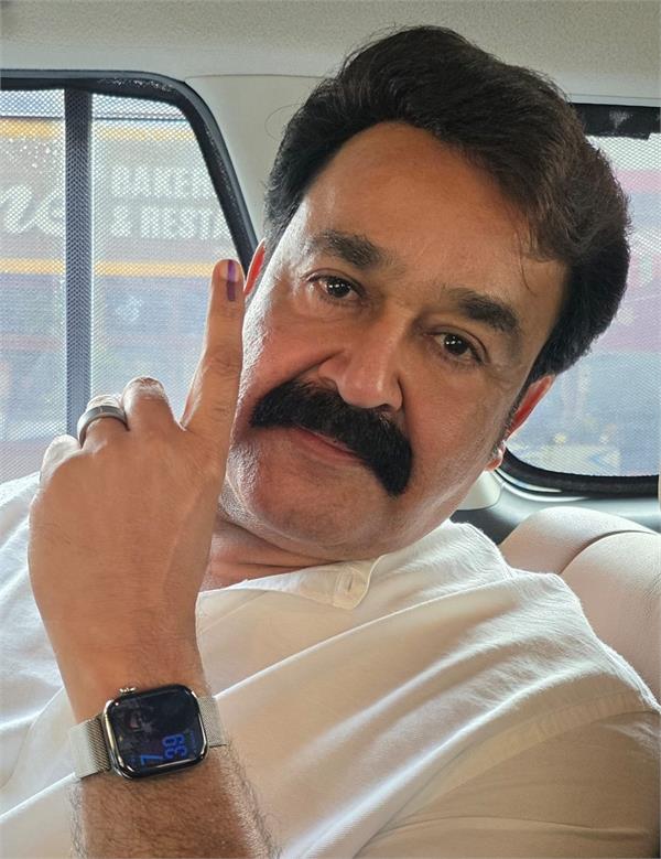 mohanlal votes in kerala elections  urges citizens to participate