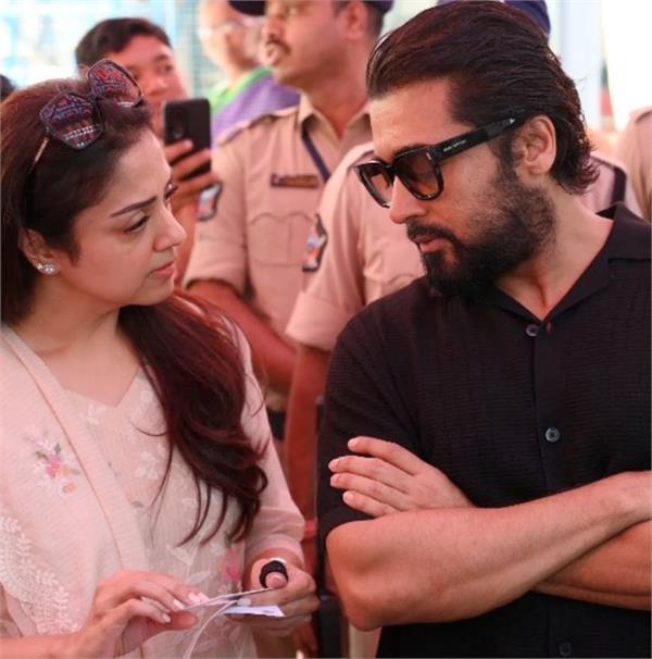 tamil nadu assembly polls actor suriya jyothika cast their votes in chennai