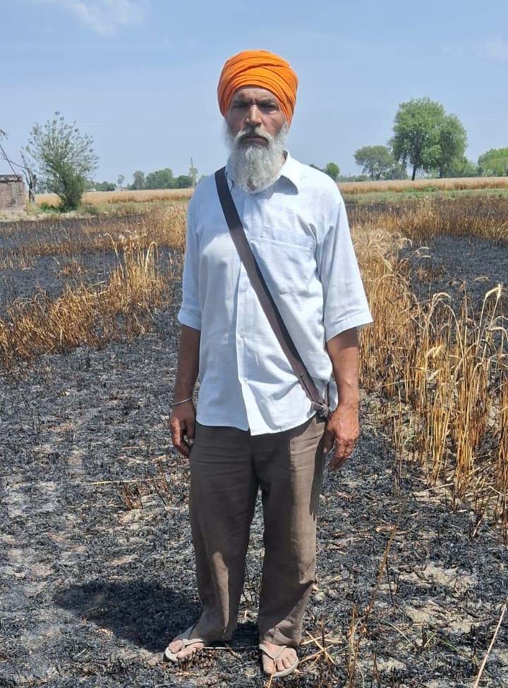 ਬਿਆਸ ਪਿੰਡ ’ਚ ਅੱਗ ਲੱਗਣ ਕਾਰਨ ਕਿਸਾਨ ਦੀ ਕਰੀਬ ਡੇਢ ਏਕੜ ਕਣਕ ਸੜ ਕੇ ਸੁਆਹ