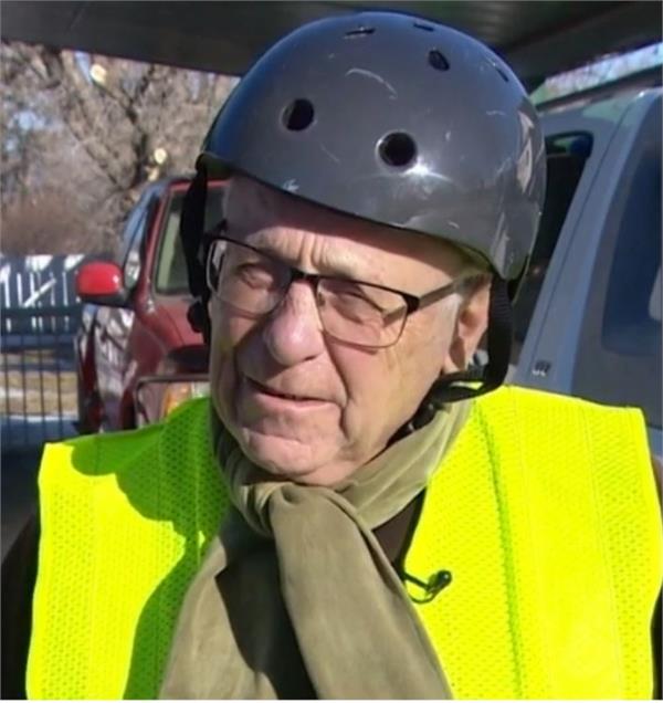 even in the bitter cold an 80yearold man rides his bicycle