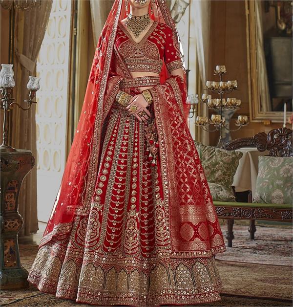 lehenga choli  bridal  zardosi work