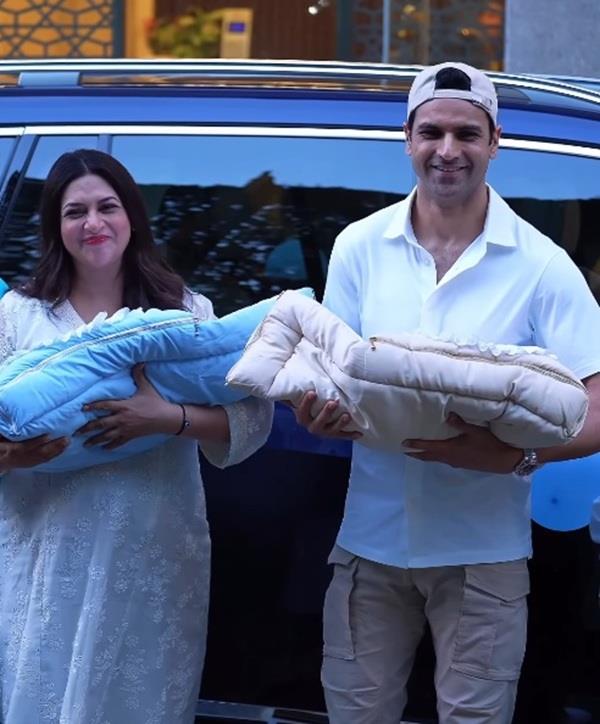 divyanka tripathi arrives home with newborn twins