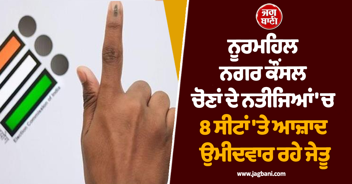 ਨੂਰਮਹਿਲ ਨਗਰ ਕੌਂਸਲ ਚੋਣਾਂ ਦੇ ਨਤੀਜਿਆਂ 'ਚ 8 ਸੀਟਾਂ 'ਤੇ ਆਜ਼ਾਦ ਉਮੀਦਵਾਰ ਰਹੇ ਜੇਤੂ