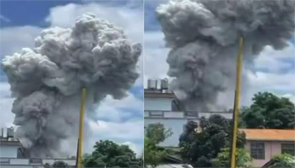 huge explosion in building filled with explosives