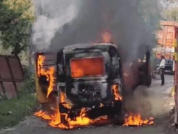 rajasthan school van fire children driver