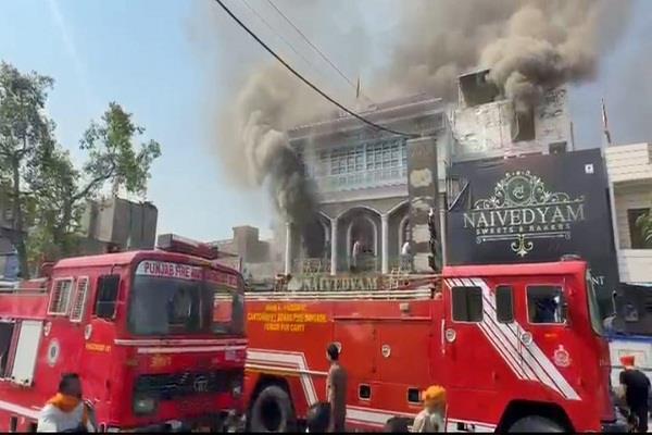 massive fire breaks out at nividium sweets and bakers in ferozepur cantonment