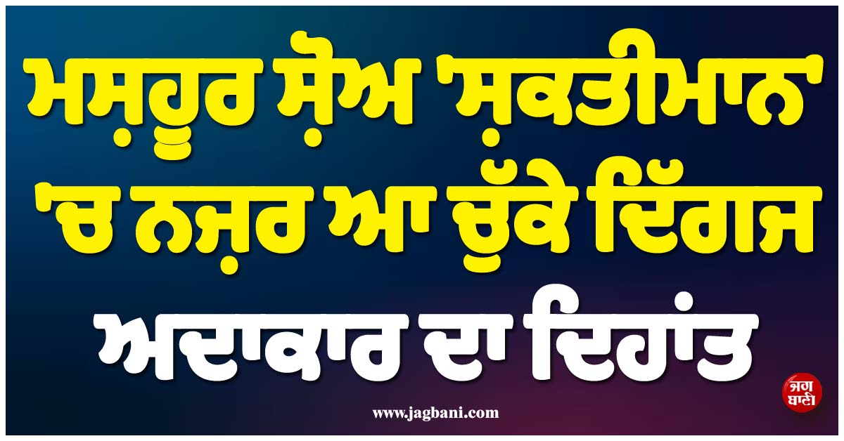 ਮਸ਼ਹੂਰ ਸ਼ੋਅ 'ਸ਼ਕਤੀਮਾਨ' 'ਚ ਨਜ਼ਰ ਆ ਚੁੱਕੇ ਦਿੱਗਜ ਅਦਾਕਾਰ ਦਾ ਦਿਹਾਂਤ