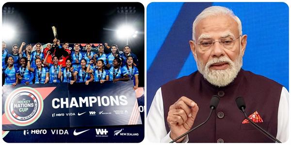 pm modi congratulates indian women  s team for winning nations cup