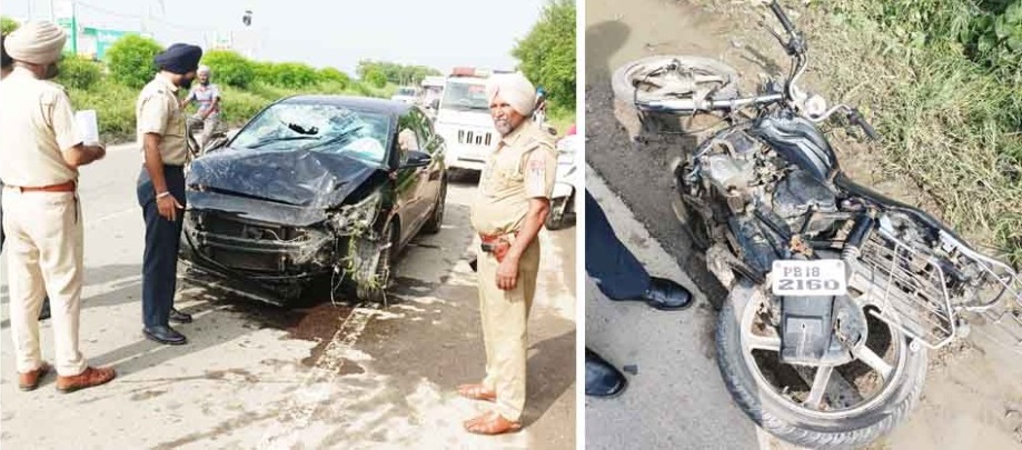 ਤੇਜ਼ ਰਫਤਾਰ ਕਾਰ ਨੇ 2 ਮੋਟਰ ਸਾਈਕਲਾਂ ਨੂੰ ਮਾਰੀ ਟੱਕਰ, ਵਿਅਕਤੀ ਦੀ ਮੌਤ, ਦੂਜਾ ਜ਼ਖ਼ਮੀ