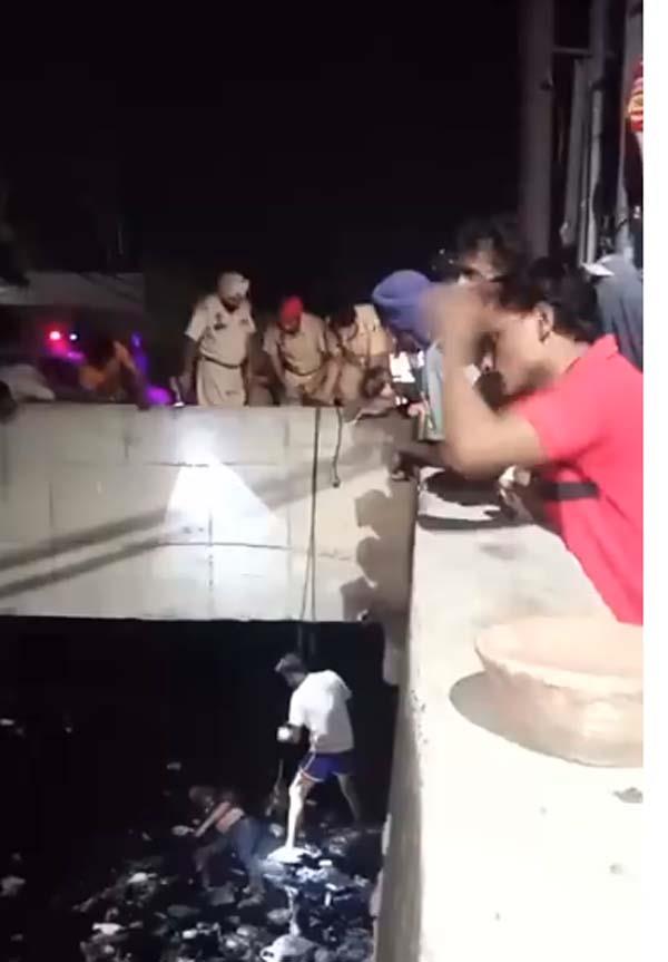 intoxicated youth falls into a filthy drain