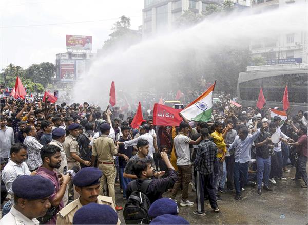 students  lathi charge tear gas shells