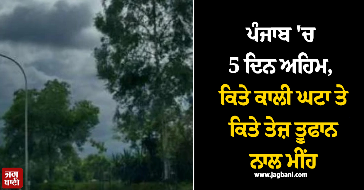 ਪੰਜਾਬ ''ਚ 5 ਦਿਨ ਅਹਿਮ, ਕਿਤੇ ਕਾਲੀ ਘਟਾ ਤੇ ਕਿਤੇ ਤੇਜ਼ ਤੂਫਾਨ ਨਾਲ ਮੀਂਹ, ਇਨ੍ਹਾਂ ਜ਼ਿਲ੍ਹਿਆਂ ''ਚ Orange Alert