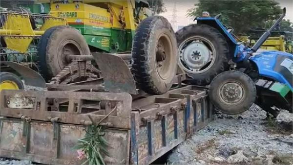 tippers and tractors   running at high speed