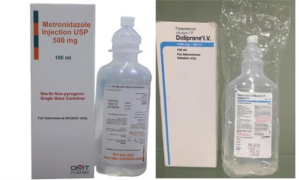 paracetamol infusion and metronidazole injection banned