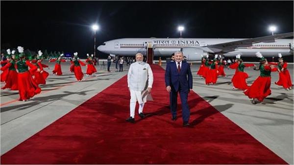 pm modi arrives in kyrgyzstan