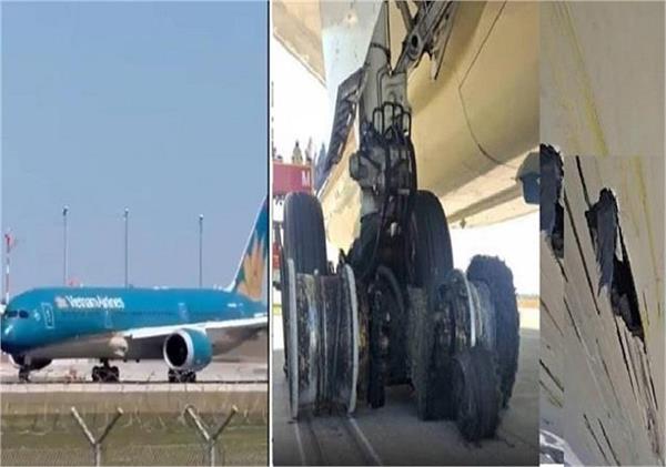 the plane  s tire suddenly burst during takeoff  causing a tail strike 