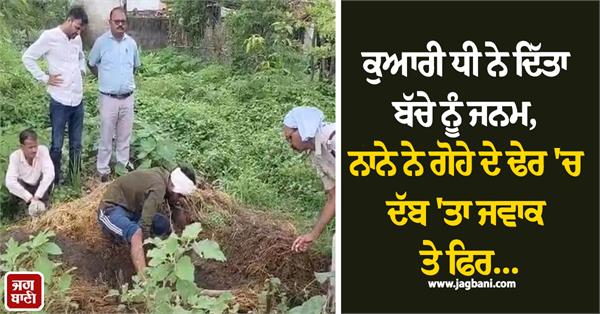 daughter  child  birth  grandfather  cow dung heap