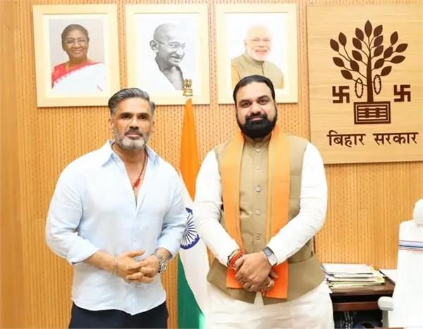 suniel shetty meets bihar cm  discusses upcoming film shoot in patna
