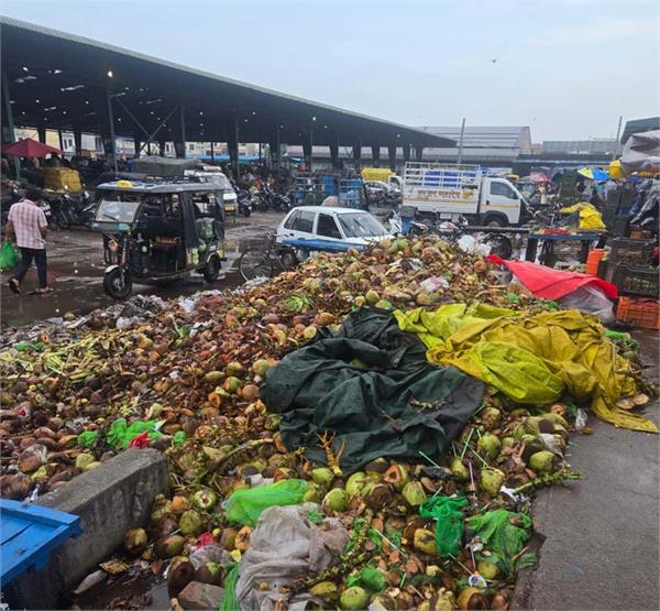 piles of garbage in maqsudan sabji mandi jalandhar