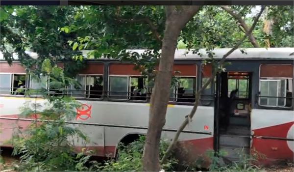 violent collision between a punjab roadways bus and a car
