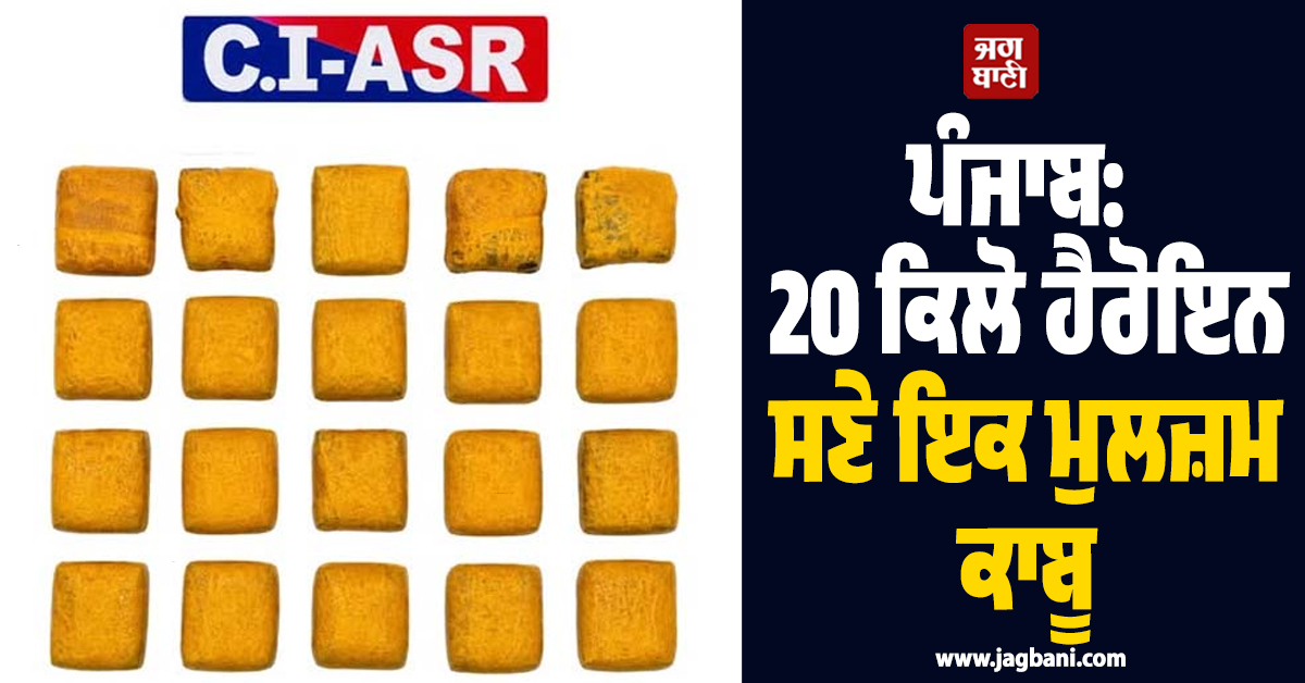 ਪੰਜਾਬ: 20 ਕਿਲੋ ਹੈਰੋਇਨ ਸਣੇ ਇਕ ਮੁਲਜ਼ਮ ਕਾਬੂ, ਵਿਦੇਸ਼ੀ ਹੈਂਡਲਰ ਦੇ ਨਿਰਦੇਸ਼ਾਂ 'ਤੇ ਸੂਬੇ ਭਰ 'ਚ ਕਰਦਾ ਸੀ ਸਪਲਾਈ