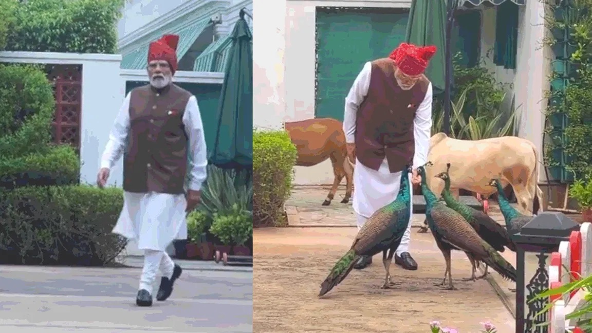 ਆਜ਼ਾਦੀ ਦਿਹਾੜੇ ਮੌਕੇ PM ਮੋਦੀ ਨੇ ਗਾਂ ਨੂੰ ਚਾਰਾ ਤੇ ਮੋਰਾਂ ਨੂੰ ਦਾਣਾ ਖੁਆਉਂਦੇ ਦੀ ਵੀਡੀਓ ਕੀਤੀ ਸਾਂਝੀ