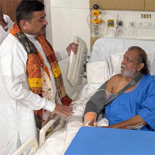 bengal cm adhikari visits ailing mithun chakraborty at hospital in kolkata