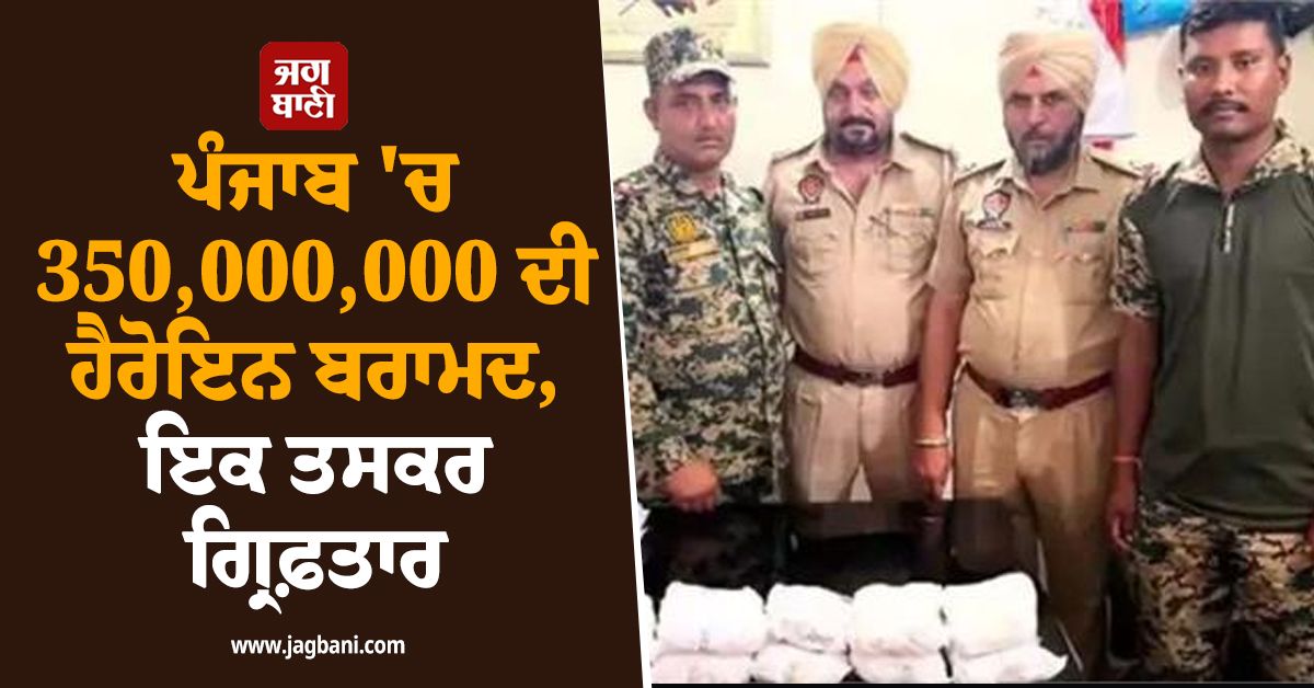 ਪੰਜਾਬ 'ਚ 350,000,000 ਦੀ ਹੈਰੋਇਨ ਬਰਾਮਦ, ਇਕ ਤਸਕਰ ਗ੍ਰਿਫ਼ਤਾਰ