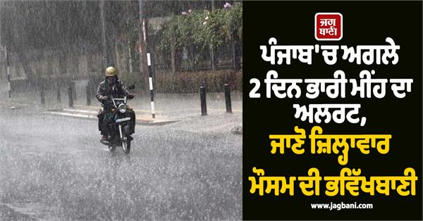 heavy rain alert in punjab for next 2 days
