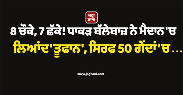 8 fours 7 sixes the powerful batsman brought a