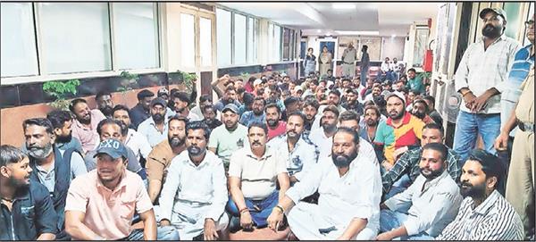 outsourced sewer workers staged a protest