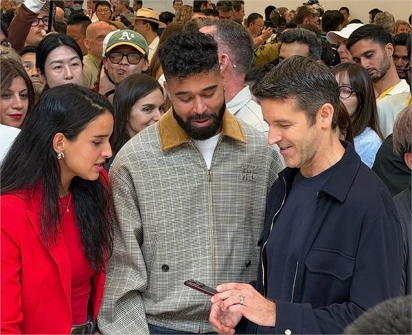 tripti dimri and ap dhillon arrive at the iphone 18 launch event
