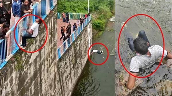 30 feet high dam jumping reels both legs broken viral video